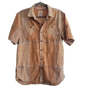 3rd & Army Orange Casual Stripe Button Up Shirt Men Large